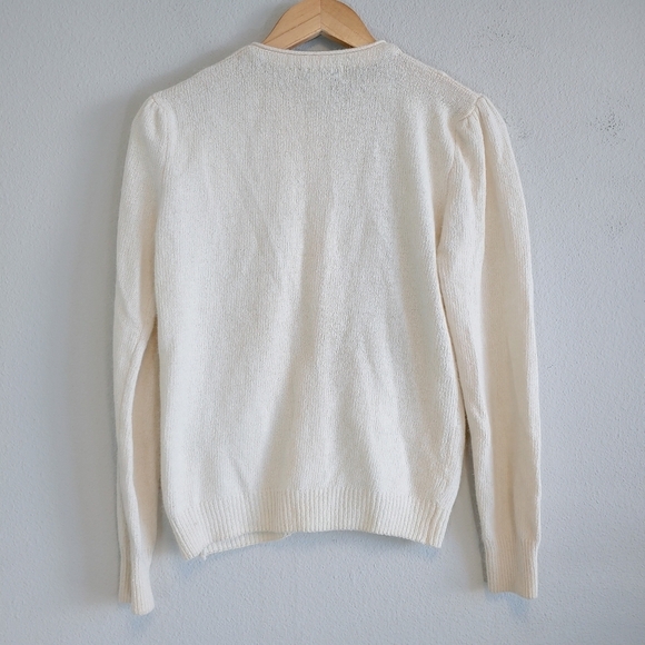 Vintage Woodward & Lothrop Silk Angora Pointelle Cable Knit Sweater Sz M Preppy - Picture 7 of 9
